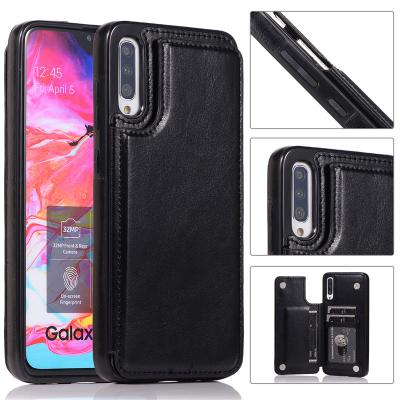 China Card Slot Blind Wallet Anti-fall Shipping Drop Back Cover Leather Phone Case For Samsung Galaxy A50 A50S for sale