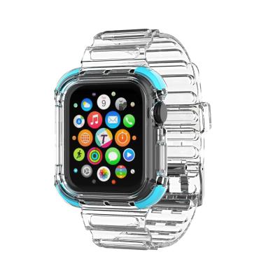 China 2 In1 Rubber Transparent Protective TPU Case Straps For Apple iWatch 7 Band Strap 41mm 45mm Te koop