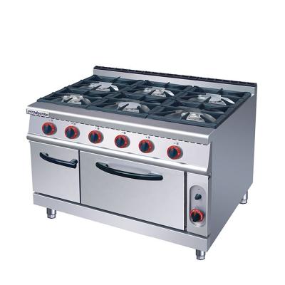 China Commercial Hot Sale Range Industrial Cooking Gas Stove 6 Free Standing Burners With Oven Price for sale