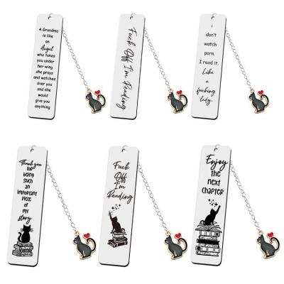 China Europe Souvenir Gift Stainless Steel Metal Bookmark with Laser Engrave New Design Black Cat For a Gift to Best Friend for sale