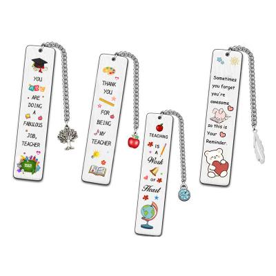 China Europe Teachers Appreciation Gift Steel Metal Bookmark  with Chain For Students Graduation Teachers  PrintPrint  Bookmark for sale