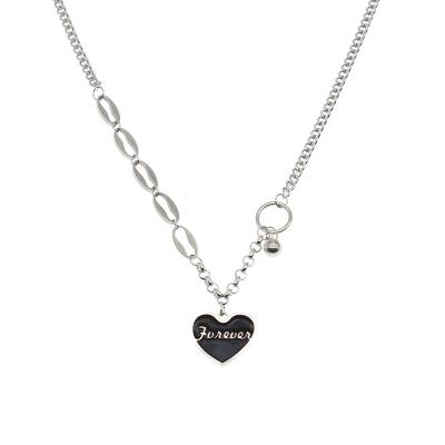 China TRENDY Lovers Custom Wholesale Popular Stainless Steel Girl Women Same Style Jewelry Black Love Necklace for sale