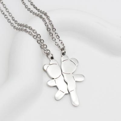 China TRENDY Fashion Cute Best Friend Necklace For 2 Pcs/Set Love Couple Pendant Broken Bear BFF Good Friendship Jewelry Gift for sale