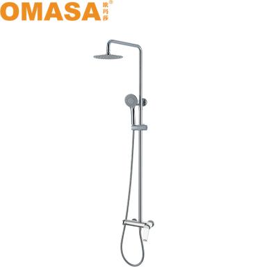 China With Sliding Bar Chrome Luxury Bathroom Brass Shower Set Wall Mounted Rain Shower Mixer With Hand Shower for sale