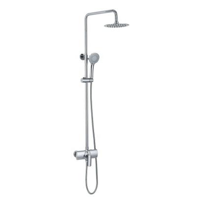 China With Sliding Bar Luxurious Hotel Brass Chrome Exposed 2 Function Shower Mixer Set for sale