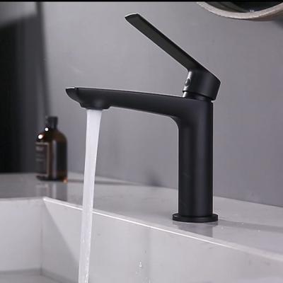 China Matt Black Modern Sanitary Faucet Wash Basin Mixer Tap Cold Water Faucets Single Handle Metered Basin Faucet for sale