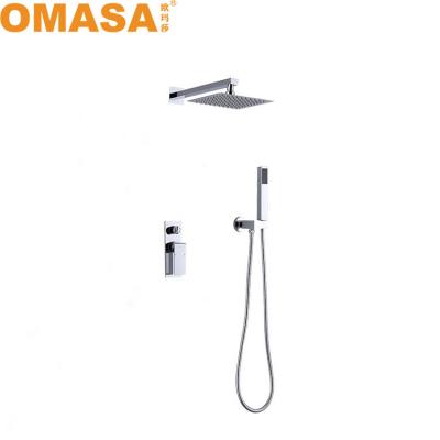 China Without Sliding Bar Bathroom Concealed Square Rain Mixer Brass Shower Faucet Set for sale