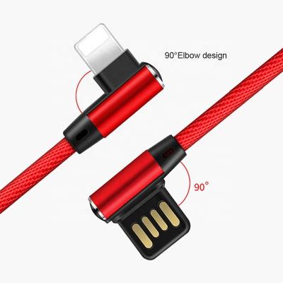 China MP3/MP4 Player Dual Side 90 Degree Curved Cloth Braided USB Charging Data Cable For iPhone Charging Data for sale