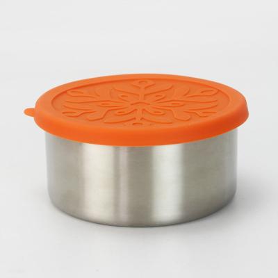 China New Arrival Silicone Heatable Lunch Box Container Lid Stackable Snack Round Food Containers Stainless Steel Lunch Box for sale