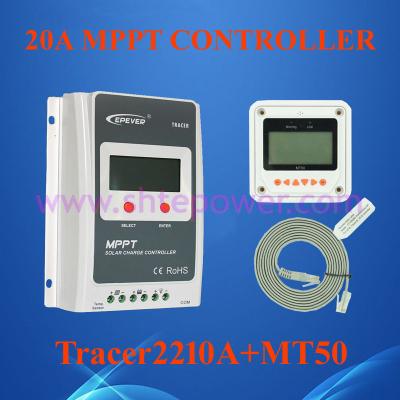 China Solar System Controller Tracer 2210A EPsloar 20A MPPT Solar Charge Controller 12V 24V LCD Display With MT50 Meter for sale