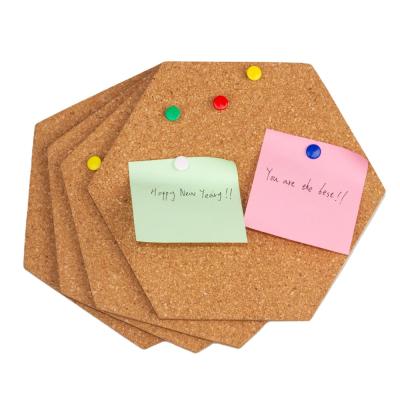 China Simple home and office hexagon shape cork board custom wood thumbtack message boards sticky notes for sale