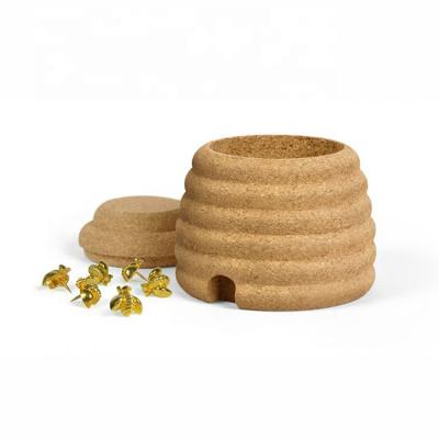 China Creative beehive and 6 bee pushing toys natural cork golden bollards AA-012 for sale