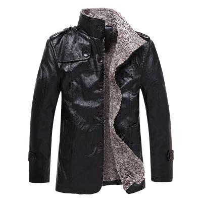 China Bargain Price Casual Comfort PU Long Casual Fleece Lined Mens Coat for sale