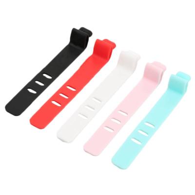 China OEM ELETECK Silicone Data Cable Tie Hook Loop Cable Wiring Tie Marker Ties Power Wire Management for Earbud for sale