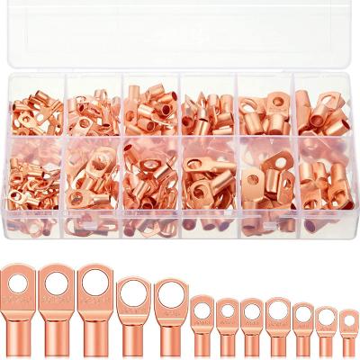 China 170pcs/box Copper Battery Copper Battery Cable Ends 12 Sizes Battery Wire Holders For Automobile Supplies Eyelets Ring Terminal Connectors SC Tubular Terminals for sale