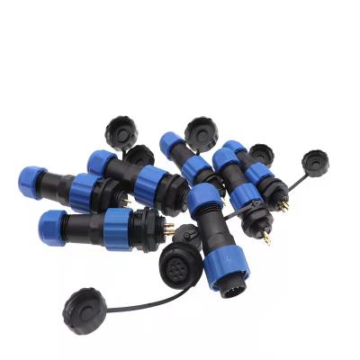 China ELETECK Power Locknut Waterproof Connector SP16 IP68 2 3 4 5 6 7 9 Pin Cable Connector Plug & Socket Male & Female for sale