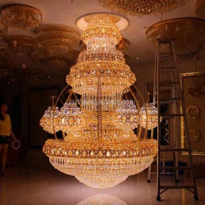 China Chinese Top Crystal---K9 Crystal Luxury LED Large Check Size Guangzhou Crystal Drop Chandelier For Villa for sale