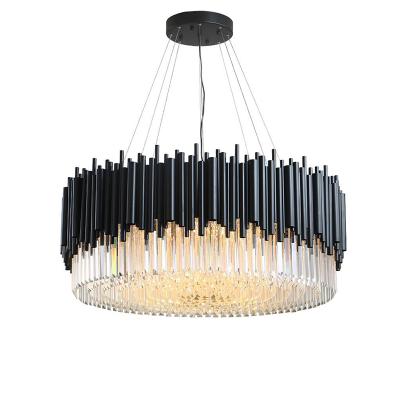 China Modern Traditional Black Chandelier Lighting Living Room Round Large Crystal Lamps Home Decor Lighting Fixtures for sale