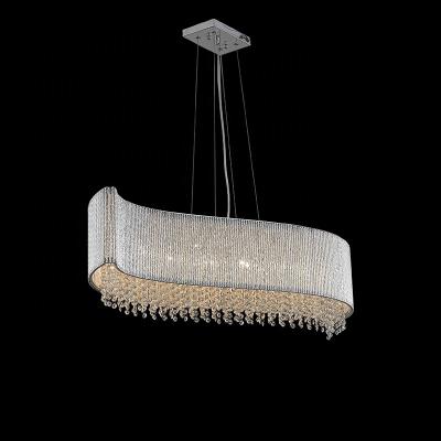 China Contemporary Modern American Aluminum Wave Crystal Lighting Pendant Chandelier For Dining Room Decor for sale