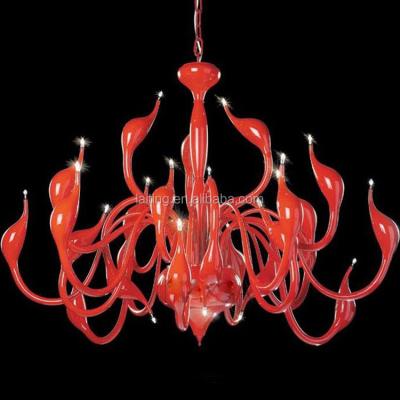 China Modern Designer Residential Replica Lighting Red Crystal Chandelier Light flat for sale