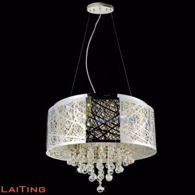 China Residential Modern Laser Cut Drum Shade Crystal Round Pendant Chandelier 71145 for sale