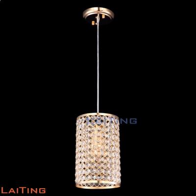 China Crystal Ball Residential Column Chandelier and Gold Light for sale