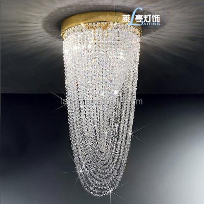 China New Design Modern Residential Crystal Chandelier Decoration Mounted High Ceiling for sale