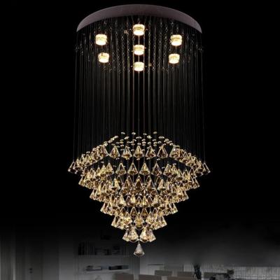 China High Ceilings Indoor Modern Round Chandelier Crystal Lighting For Hotel Decoration for sale