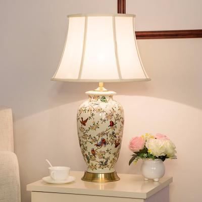 China Residential Table / Desk Lamp With Fabric Shade For Bedside Decorative E27 / E26 Lamp Holder 2323 for sale