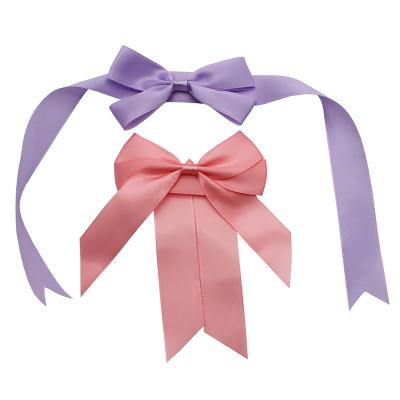 China OEM workable custom rose head and purple gift box decoration double and double tail ribbon bow for sale