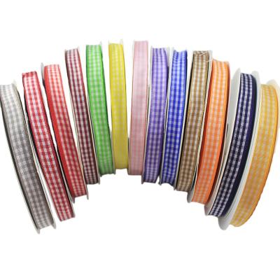 China Hot Sale 9MM Eco-Friendly Lattice Ribbon High End Gingham Factory Cool Color Lattice Ribbon for sale