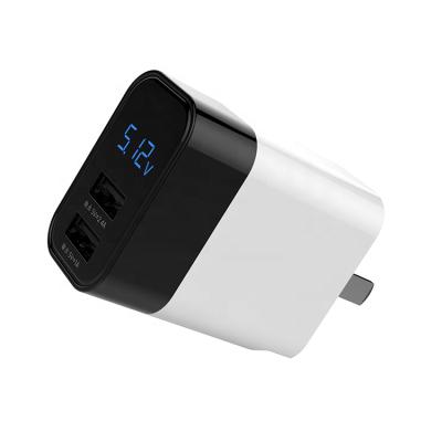 China High Speed ​​USB Charger 3.4A Dual Ports Wall Charger Power Adapter with Foldable Plug Power Display for iPhone Android for sale