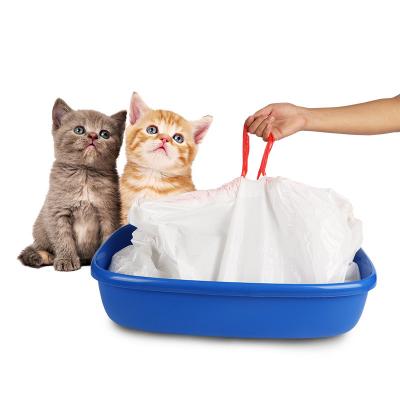 China Durable Drawstring Stocked High Quality Custom Biodegradable Plastic Cat Litter Pan Liners Heavy Duty Cat Litter Bags for sale