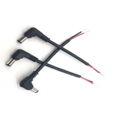 China A.W.G. Right Angle 22 Core 2 Angle 2 Jack Power Cable dc 5.5x2.5mm industrial black DC power plug 90D for sale