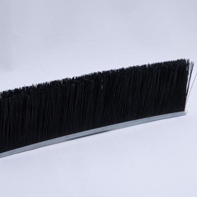 China Natural Fiber 40mm Strip Brush Flexible Metal Back Strip Brush Rigid Round Cleaning/Polish/Deburring for sale