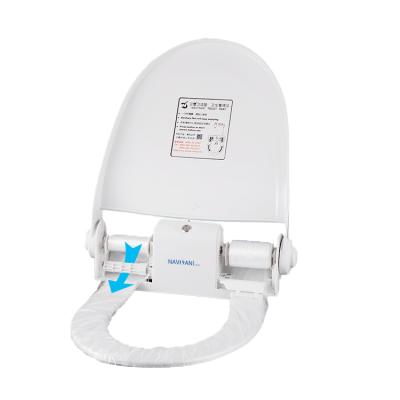 China Slow-end Automatic Toilet Seat Sensor Sanitary Toilet Seat Cover With One Time Use Film Membrane For Public Washroom Cleaning for sale