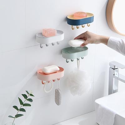 China Modern Manufacturer Direct Selling Bathroom Products Round PP Wall Hanging Plastic Detachable Multifunctional Soap Box for sale