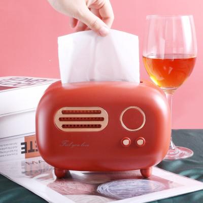 China Viable Creative Radio Red Pink Green ABS Green Products Storage Desktop Direct Selling Home Maker Material Tissue Box for sale