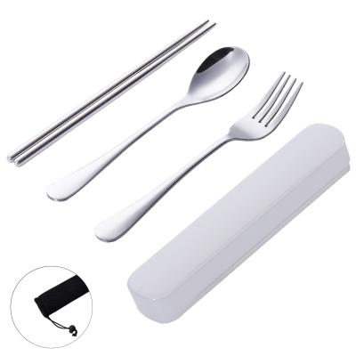 China SQ-2004-5 Sustainable High Quality Stainless Steel 410 Portable Cutlery Set 5 Pieces Spoon Fork Chosticks Camping Travel Utensil Set for sale