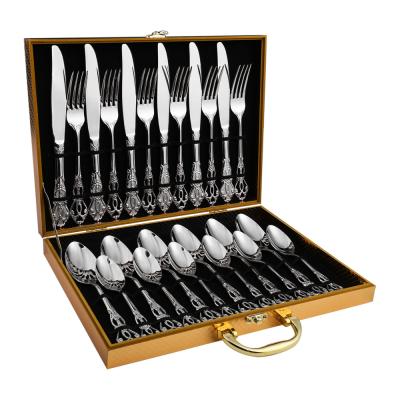 China Viable Wholesale High Quality Luxury Design Palace SQ-1102-4 4 Pieces 24pieces 304 Stainless Steel Flatware Dinnerware Set Dinnerware Set for sale