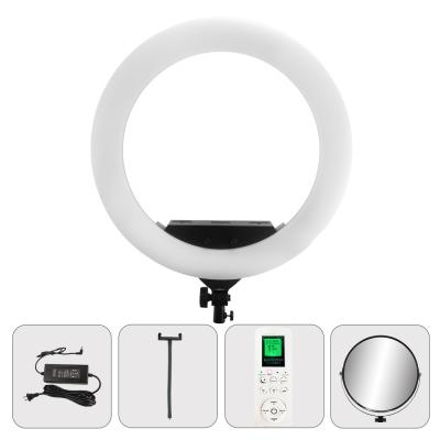 China 22 Inch Led Ring Light Lcd Diplay Screen Beauty Lash Lamp 100w Makeup Set Remote Control Te koop