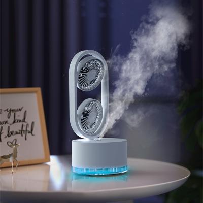 China New Design Diffuser Fan Face Humidifier Mini USB Smart Desktop Rechargeable Water Mist Fans for sale