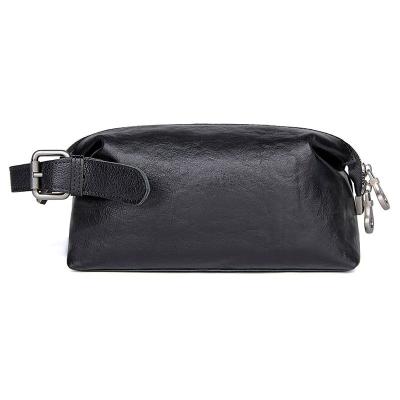 China Fashion Business Fashion High Quality Zipper Bag Leather Washed Cosmetic Travel Leather Retro Casual Portable Storage Bag for sale