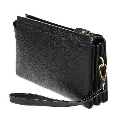 China New Men's Retro Cowhide RFID Leather Zipper Wallet Sublimation Wallet New Long Business Casual Multi-Card Coin Purse Men's Wallet for sale