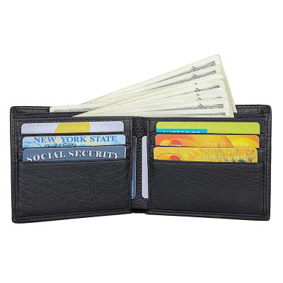 China High quality Shangduo RFID customized short wallet design business rfid blocking leather mens black leather wallet for sale