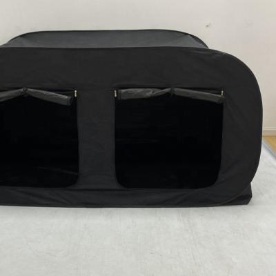 China Straight Bracing Type All Covered In Black Fabric Privacy Pop Bed Tent for sale