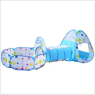 China Easy Set Up Blue Main Color With Spots House Tent With Ball Tunnel And Pit Pool For Kids Playing Hiding Crawling for sale