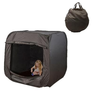 China Easy Foldable Place Sensory Friendly Tent For Boys Girls Dark Black Tent Dark Autism Den Hangout Tents For Kids for sale