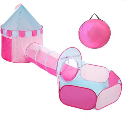 China Pink Easy Foldable Kids Foldable Indoor Pop Up Play Tent, 3pc Castle Combo Set Game Room, Child Toy Tents for sale