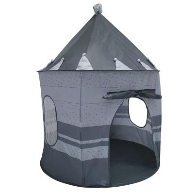 China Easy Assemble And Factory Price Gray Foldable Castle Tent For Boys Girls Jump Up Castle Tent Playhouse Castle Toys Tent With Fiberglass Carry Bag for sale